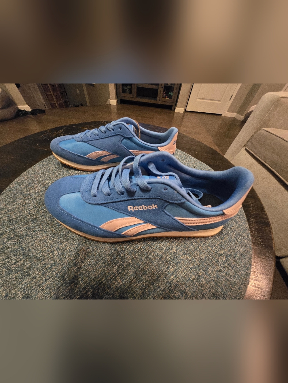 Reebok Fiori Retro Blue and Pink Low-Profile Suede & Nylon Sneakers - Picture 7 of 9